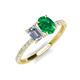 4 - Galina 7x5 mm Emerald Cut Forever One Moissanite and 8x6 mm Oval Emerald 2 Stone Duo Ring 