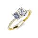 4 - Galina 7x5 mm Emerald Cut Forever One Moissanite and IGI Certified 8x6 mm Oval Lab Grown Diamond 2 Stone Duo Ring 
