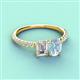 3 - Galina 7x5 mm Emerald Cut Forever One Moissanite and 8x6 mm Oval Aquamarine 2 Stone Duo Ring 