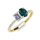 4 - Galina 7x5 mm Emerald Cut Forever One Moissanite and 8x6 mm Oval London Blue Topaz 2 Stone Duo Ring 