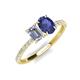4 - Galina 7x5 mm Emerald Cut Forever One Moissanite and 8x6 mm Oval Iolite 2 Stone Duo Ring 