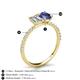 5 - Galina 7x5 mm Emerald Cut Forever One Moissanite and 8x6 mm Oval Iolite 2 Stone Duo Ring 