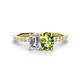 1 - Galina 7x5 mm Emerald Cut Forever One Moissanite and 8x6 mm Oval Peridot 2 Stone Duo Ring 
