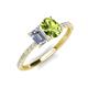 4 - Galina 7x5 mm Emerald Cut Forever One Moissanite and 8x6 mm Oval Peridot 2 Stone Duo Ring 