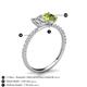 5 - Galina 7x5 mm Emerald Cut Forever One Moissanite and 8x6 mm Oval Peridot 2 Stone Duo Ring 
