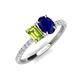 4 - Galina 7x5 mm Emerald Cut Peridot and 8x6 mm Oval Blue Sapphire 2 Stone Duo Ring 