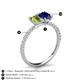 5 - Galina 7x5 mm Emerald Cut Peridot and 8x6 mm Oval Blue Sapphire 2 Stone Duo Ring 