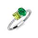 4 - Galina 7x5 mm Emerald Cut Peridot and 8x6 mm Oval Emerald 2 Stone Duo Ring 