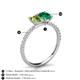 5 - Galina 7x5 mm Emerald Cut Peridot and 8x6 mm Oval Emerald 2 Stone Duo Ring 