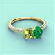 3 - Galina 7x5 mm Emerald Cut Peridot and 8x6 mm Oval Emerald 2 Stone Duo Ring 