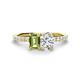 1 - Galina 7x5 mm Emerald Cut Peridot and GIA Certified 8x6 mm Oval Diamond 2 Stone Duo Ring 