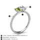 5 - Galina 7x5 mm Emerald Cut Peridot and 8x6 mm Oval Forever Brilliant Moissanite 2 Stone Duo Ring 