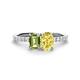 1 - Galina 7x5 mm Emerald Cut Peridot and 8x6 mm Oval Yellow Sapphire 2 Stone Duo Ring 