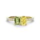 1 - Galina 7x5 mm Emerald Cut Peridot and 8x6 mm Oval Yellow Sapphire 2 Stone Duo Ring 
