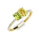 4 - Galina 7x5 mm Emerald Cut Peridot and 8x6 mm Oval Yellow Sapphire 2 Stone Duo Ring 