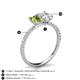 5 - Galina 7x5 mm Emerald Cut Peridot and 8x6 mm Oval White Sapphire 2 Stone Duo Ring 