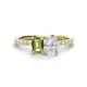 1 - Galina 7x5 mm Emerald Cut Peridot and 8x6 mm Oval White Sapphire 2 Stone Duo Ring 