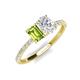 4 - Galina 7x5 mm Emerald Cut Peridot and 8x6 mm Oval White Sapphire 2 Stone Duo Ring 