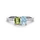 1 - Galina 7x5 mm Emerald Cut Peridot and 8x6 mm Oval Aquamarine 2 Stone Duo Ring 