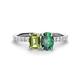 1 - Galina 7x5 mm Emerald Cut Peridot and 8x6 mm Oval Lab Created Alexandrite 2 Stone Duo Ring 
