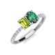 4 - Galina 7x5 mm Emerald Cut Peridot and 8x6 mm Oval Lab Created Alexandrite 2 Stone Duo Ring 