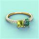 3 - Galina 7x5 mm Emerald Cut Peridot and 8x6 mm Oval Lab Created Alexandrite 2 Stone Duo Ring 