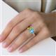 2 - Galina 7x5 mm Emerald Cut Peridot and 8x6 mm Oval Blue Topaz 2 Stone Duo Ring 
