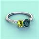 3 - Galina 7x5 mm Emerald Cut Peridot and 8x6 mm Oval London Blue Topaz 2 Stone Duo Ring 