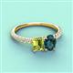 3 - Galina 7x5 mm Emerald Cut Peridot and 8x6 mm Oval London Blue Topaz 2 Stone Duo Ring 