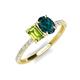4 - Galina 7x5 mm Emerald Cut Peridot and 8x6 mm Oval London Blue Topaz 2 Stone Duo Ring 