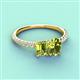 3 - Galina 7x5 mm Emerald Cut Peridot and 8x6 mm Oval Peridot 2 Stone Duo Ring 