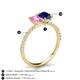 5 - Galina 7x5 mm Emerald Cut Pink Sapphire and 8x6 mm Oval Blue Sapphire 2 Stone Duo Ring 