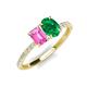 4 - Galina 7x5 mm Emerald Cut Pink Sapphire and 8x6 mm Oval Emerald 2 Stone Duo Ring 