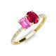 4 - Galina 7x5 mm Emerald Cut Pink Sapphire and 8x6 mm Oval Ruby 2 Stone Duo Ring 