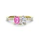 1 - Galina 7x5 mm Emerald Cut Pink Sapphire and 8x6 mm Oval Forever One Moissanite 2 Stone Duo Ring 