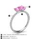 5 - Galina 7x5 mm Emerald Cut and 8x6 mm Oval Pink Sapphire 2 Stone Duo Ring 