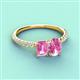 3 - Galina 7x5 mm Emerald Cut and 8x6 mm Oval Pink Sapphire 2 Stone Duo Ring 