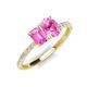 4 - Galina 7x5 mm Emerald Cut and 8x6 mm Oval Pink Sapphire 2 Stone Duo Ring 