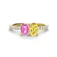 1 - Galina 7x5 mm Emerald Cut Pink Sapphire and 8x6 mm Oval Yellow Sapphire 2 Stone Duo Ring 