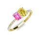 4 - Galina 7x5 mm Emerald Cut Pink Sapphire and 8x6 mm Oval Yellow Sapphire 2 Stone Duo Ring 