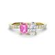 1 - Galina 7x5 mm Emerald Cut Pink Sapphire and 8x6 mm Oval White Sapphire 2 Stone Duo Ring 