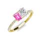 4 - Galina 7x5 mm Emerald Cut Pink Sapphire and 8x6 mm Oval White Sapphire 2 Stone Duo Ring 