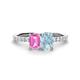 1 - Galina 7x5 mm Emerald Cut Pink Sapphire and 8x6 mm Oval Aquamarine 2 Stone Duo Ring 