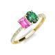 4 - Galina 7x5 mm Emerald Cut Pink Sapphire and 8x6 mm Oval Lab Created Alexandrite 2 Stone Duo Ring 