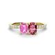 1 - Galina 7x5 mm Emerald Cut Pink Sapphire and 8x6 mm Oval Pink Tourmaline 2 Stone Duo Ring 
