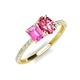 4 - Galina 7x5 mm Emerald Cut Pink Sapphire and 8x6 mm Oval Pink Tourmaline 2 Stone Duo Ring 
