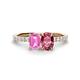 1 - Galina 7x5 mm Emerald Cut Pink Sapphire and 8x6 mm Oval Pink Tourmaline 2 Stone Duo Ring 