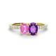 1 - Galina 7x5 mm Emerald Cut Pink Sapphire and 8x6 mm Oval Amethyst 2 Stone Duo Ring 