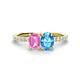 1 - Galina 7x5 mm Emerald Cut Pink Sapphire and 8x6 mm Oval Blue Topaz 2 Stone Duo Ring 