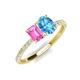 4 - Galina 7x5 mm Emerald Cut Pink Sapphire and 8x6 mm Oval Blue Topaz 2 Stone Duo Ring 